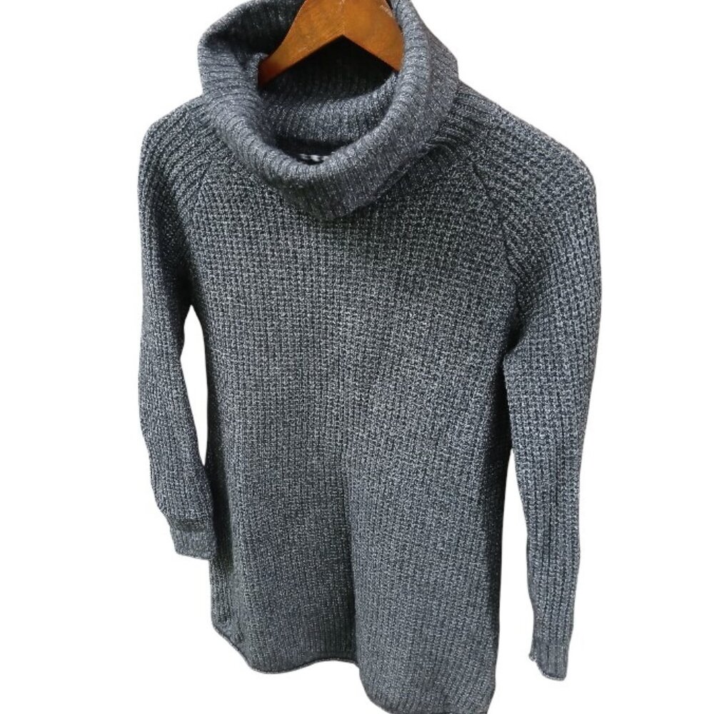 TOAD & CO Gray/Blue Tunic Wool Turtleneck Sweater EUC - Picture 2 of 11